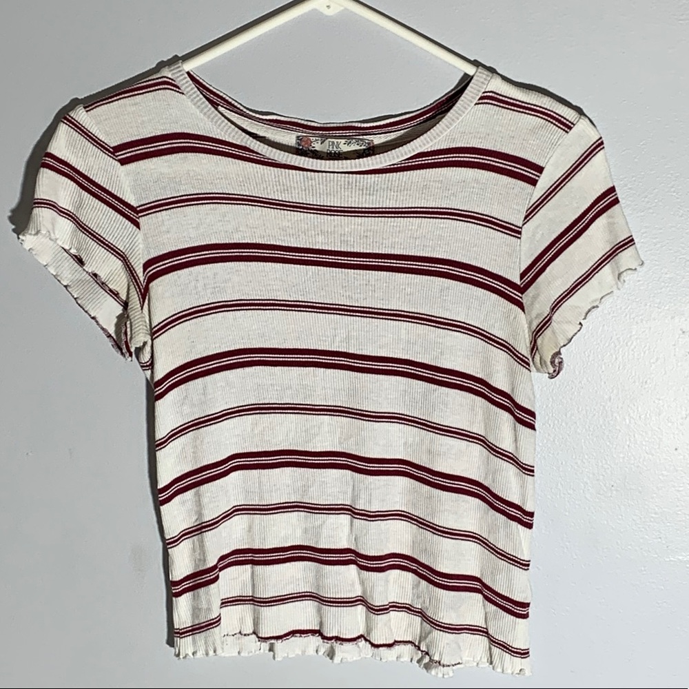 Maroon and White Striped Shirt